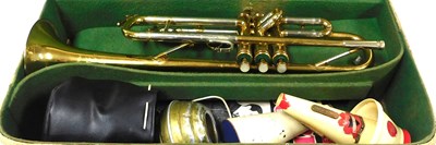 Lot 83 - A Besson bi-colour trumpet, and accessories,...