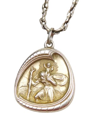 Lot 176 - A silver St Christopher pendant, on a cable...