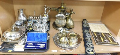 Lot 2007 - A group of plated wares, brassware, etc., to...