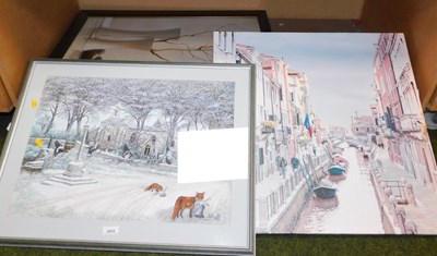 Lot 2032 - 20thC School. Study of foxes before church in...