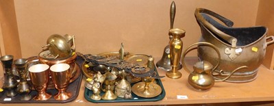Lot 2044 - A group of metalware, to include a brass coal...