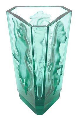 Lot 19 - An Art Deco Czech turquoise glass vase,...