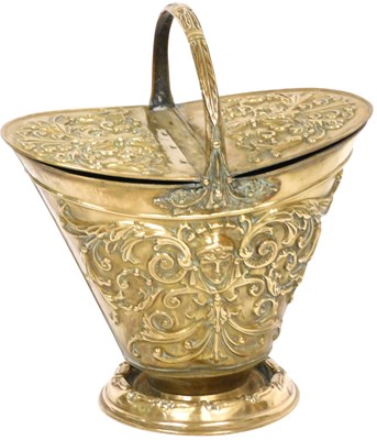 Lot 94 - A Victorian brass coal scuttle, of twin lidded...