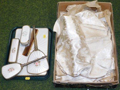 Lot 2082 - A vintage silk brocade wedding dress, (AF),...