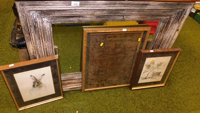 Lot 2120 - A wall mirror, together with a map of...