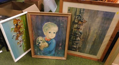 Lot 2171 - E Dickens. Horse racing scene, oil on board,...