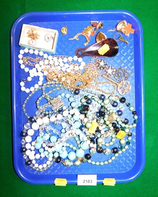 Lot 2183 - Costume jewellery, to include beaded necklaces,...