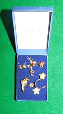 Lot 2187 - A group of gold coloured stud earrings, some...