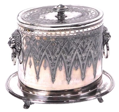 Lot 151 - A Victorian silver plated biscuit barrel, with...
