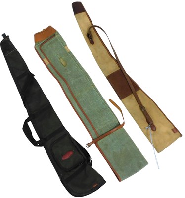 Lot 163 - Three leg of mutton canvas gun...