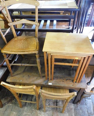 Lot 1024 - An oak school desk, 56cm high, the top 101cm x...