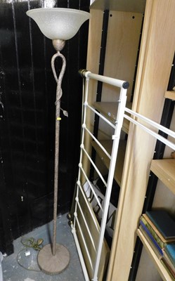 Lot 1073 - A standard lamp, with uplighter frosted glass...