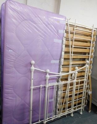 Lot 1060 - A cream metal day bed, comprising frame and...