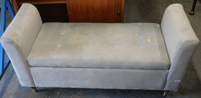 Lot 1077 - A contemporary pale blue window seat or double...