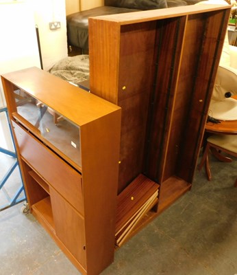 Lot 1085 - A teak side cabinet, together with a twin...