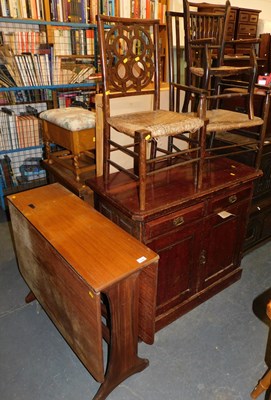 Lot 1100 - A group of furniture, comprising a teak drop...