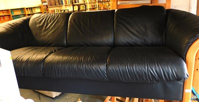 Lot 1125 - A three seater sofa, upholstered in blue...