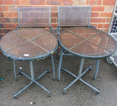 Lot 1126 - Two metal mesh top garden tables, 61cm...