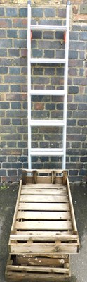 Lot 1139 - A metal extending step ladder, together with...