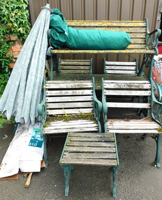 Lot 1141 - Cast metal garden furniture, to include a...