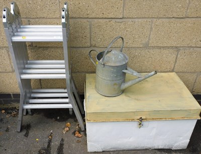Lot 1163 - A folding Lampe ladder, together with a...