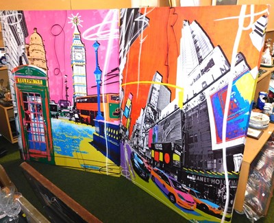 Lot 2209 - Two abstract canvas prints, depicting scenes...