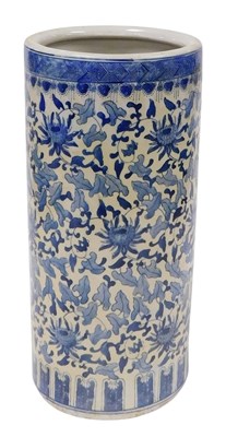 Lot 239 - A Chinese blue and white pottery stick...