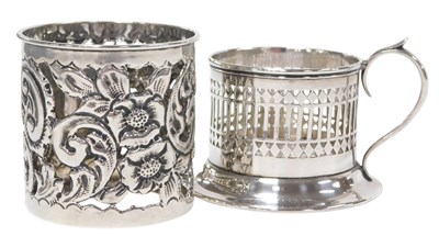 Lot 265 - An Edward VII silver cup holder, of pierced...