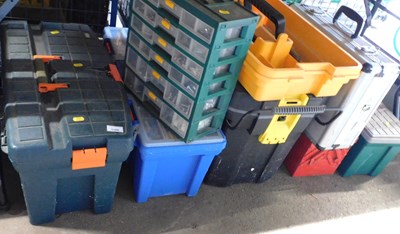 Lot 1198 - A quantity of plastic toolboxes, together with...