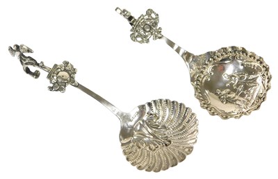 Lot 267 - Two Dutch silver spoons, one with a squirrel...