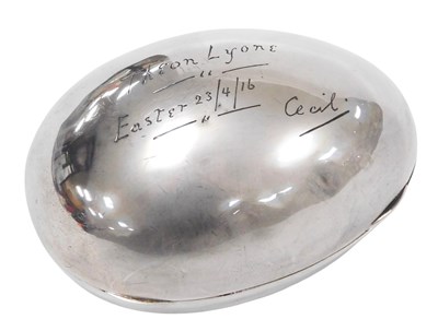 Lot 268 - A George V silver egg shaped box, presentation...