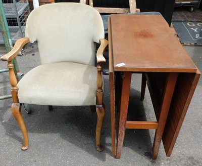 Lot 1208 - A teak drop leaf table, together with an open...