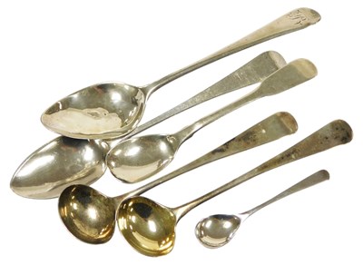 Lot 272 - A pair of Georgian silver mustard spoons, two...