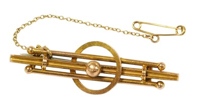 Lot 306 - A Victorian 9ct gold brooch, of three bar...
