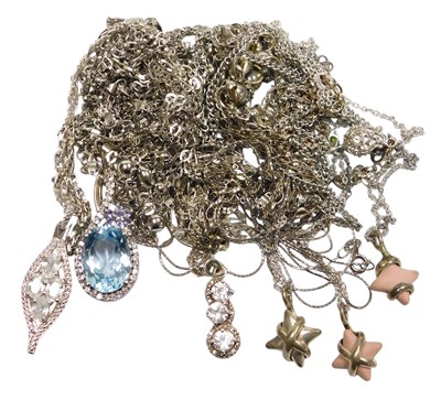 Lot 305 - Assorted silver pendants, necklaces and neck...