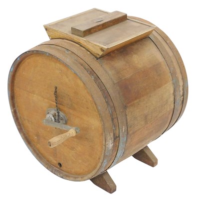 Lot 246 - A vintage oak butter churn signed R A Lister &...