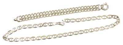 Lot 310 - A silver cable link neck chain, on a lobster...