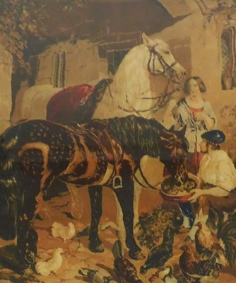Lot 290 - A Victorian woolwork picture, of figures with...
