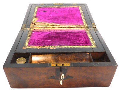 Lot 291 - A Victorian walnut writing slope, with brass...