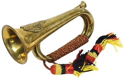 Lot 347 - A brass bugle, bearing a plaque for Argyll and...