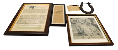 Lot 383 - A horseshoe reportedly worn by a horse owned...