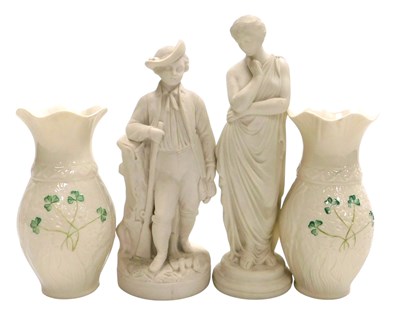 Lot 405 - Two late 19thC Parian figures, modelled as a...
