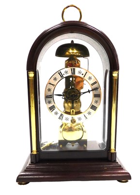 Lot 410 - A Hermle brass skeleton clock, with silver...