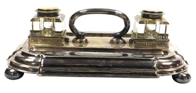Lot 412 - A Victorian silver plated desk stand, with a...