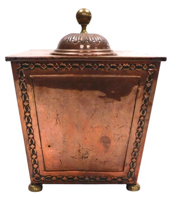 Lot 416 - A Victorian copper coal box, with brass lion's...