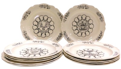 Lot 423 - Nine Wedgwood creamware plates, first edition,...