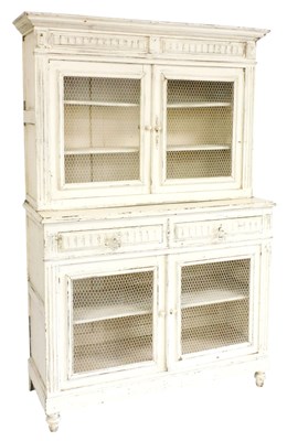 Lot 454 - A Victorian white painted kitchen dresser, the...