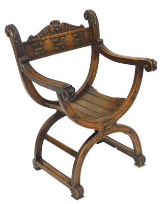 Lot 478 - A late 19thC Continental mahogany Savonarola...