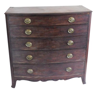 Lot 491 - A George III mahogany bowfront chest, of five...