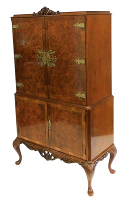 Lot 492 - A late 20thC mahogany and burr walnut cocktail...